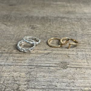 LUCKY BRAND two tone snake ring stack gold and silver.